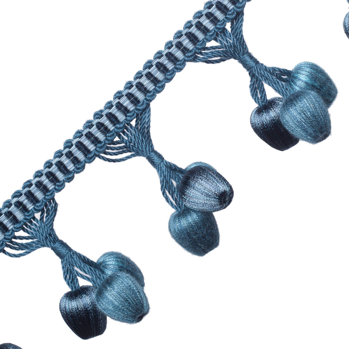 Calisto Triple Bead Fringe Trim by Samuel & Sons in Indigo