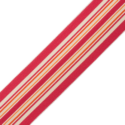 Saisons Stripe Border Trim by Samuel & Sons in Azalea