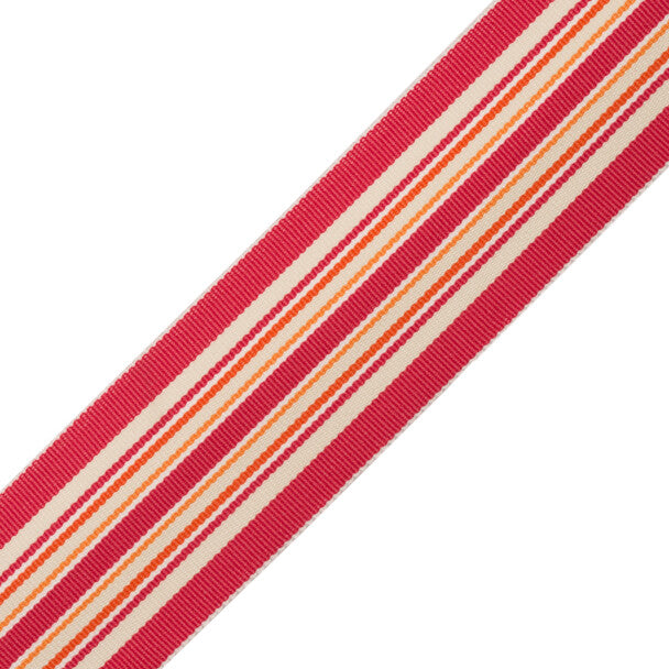 Saisons Stripe Border Trim by Samuel & Sons in Azalea
