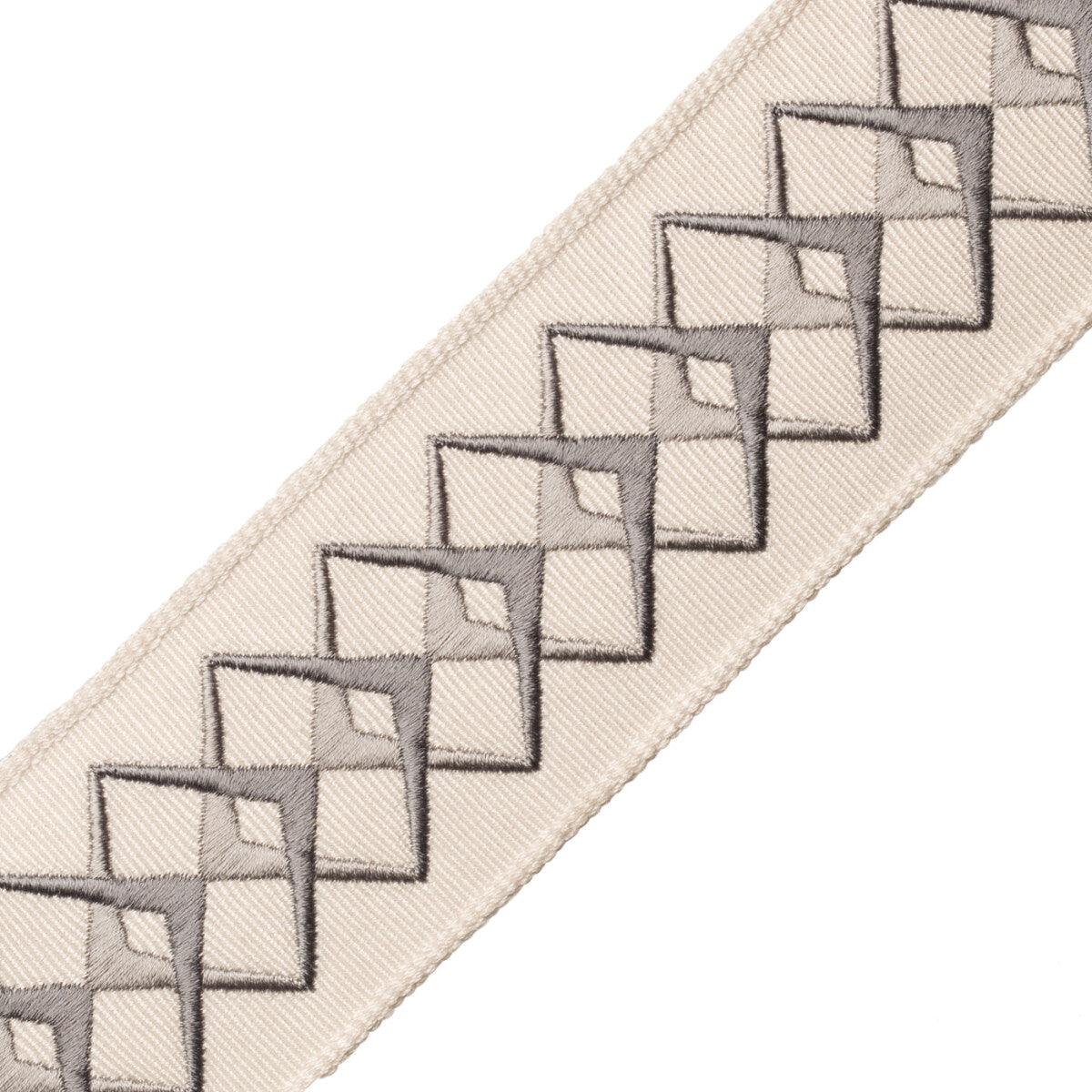Heko Embroidered Border Trim by Samuel & Sons in Stone