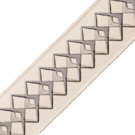 Heko Embroidered Border Trim by Samuel & Sons in Stone