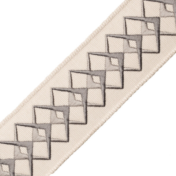Heko Embroidered Border Trim by Samuel & Sons in Stone