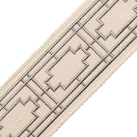 Nagoya Embroidered Border Trim by Samuel & Sons in Fog