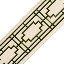 Nagoya Embroidered Border Trim by Samuel & Sons in Loden