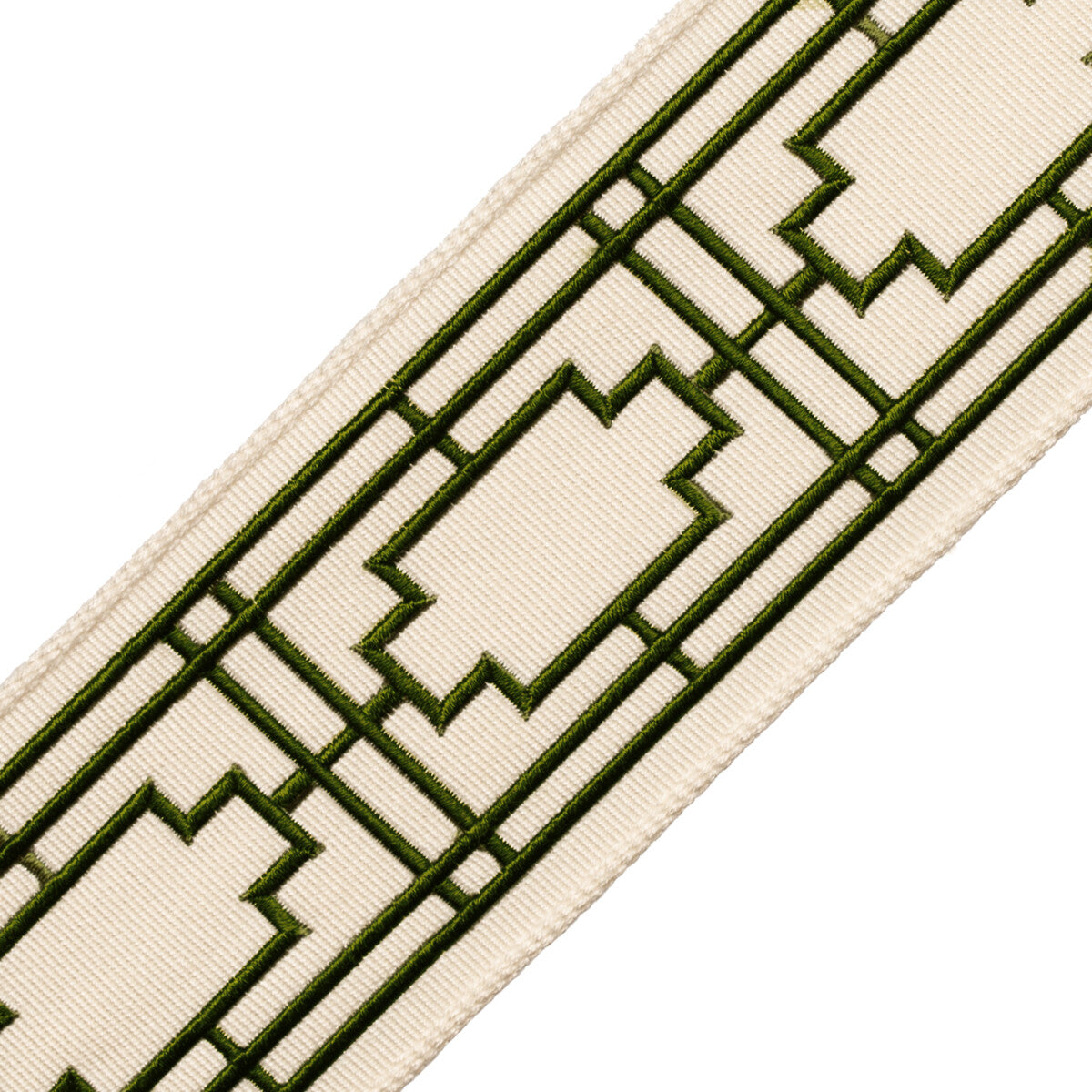 Nagoya Embroidered Border Trim by Samuel & Sons in Loden