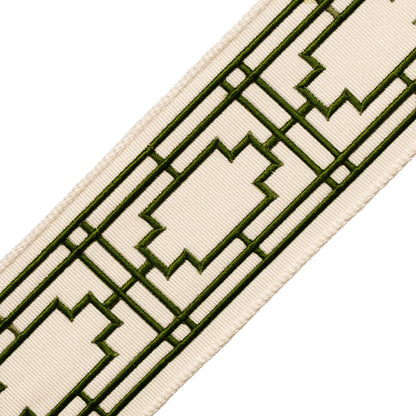 Nagoya Embroidered Border Trim by Samuel & Sons in Loden