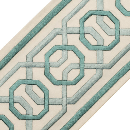 Odori Embroidered Border Trim by Samuel & Sons in Mineral