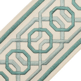 Odori Embroidered Border Trim by Samuel & Sons in Mineral
