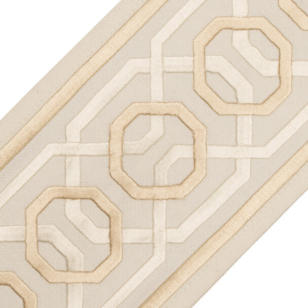 Odori Embroidered Border Trim by Samuel & Sons in Sandstone