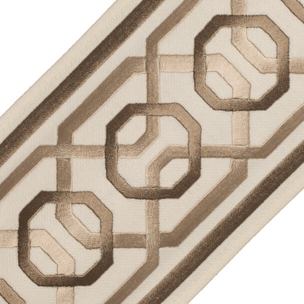 Odori Embroidered Border Trim by Samuel & Sons in Mushroom