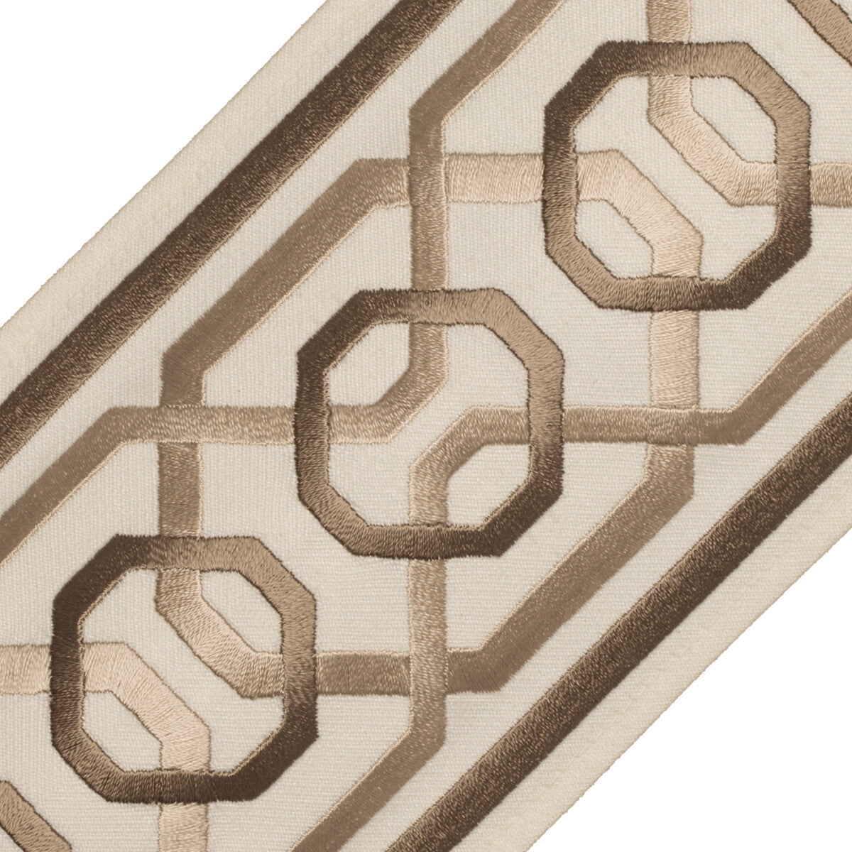 Odori Embroidered Border Trim by Samuel & Sons in Mushroom