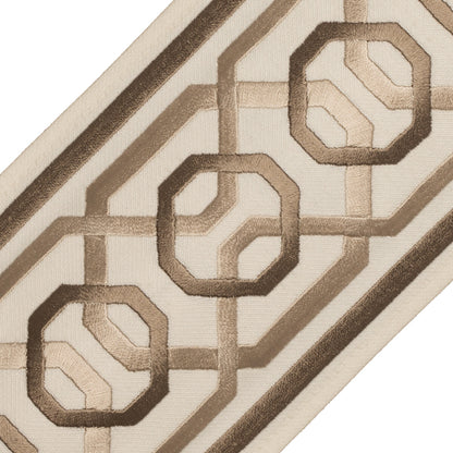 Odori Embroidered Border Trim by Samuel & Sons in Mushroom