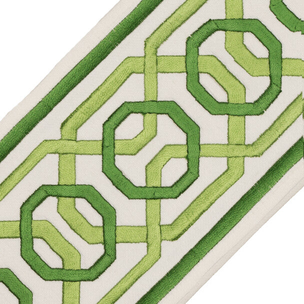Odori Embroidered Border Trim by Samuel & Sons in Emerald