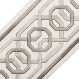 Odori Embroidered Border Trim by Samuel & Sons in Pebble