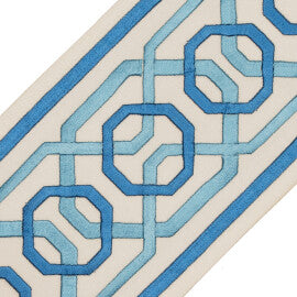 Odori Embroidered Border Trim by Samuel & Sons in Blue Heron