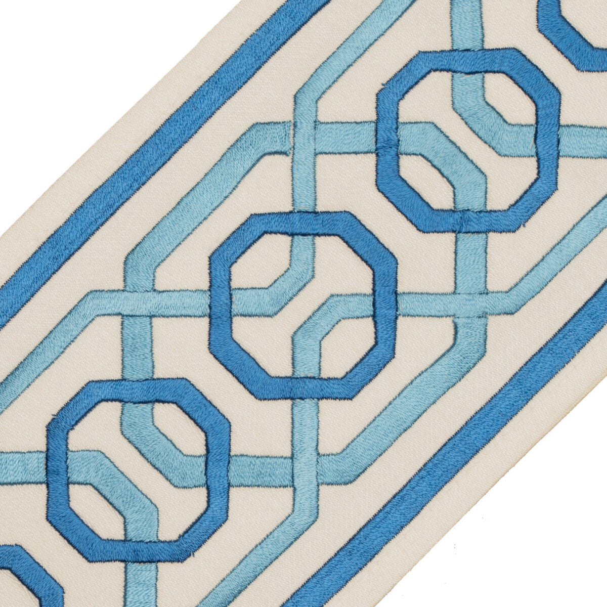 Odori Embroidered Border Trim by Samuel & Sons in Blue Heron