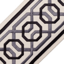 Odori Embroidered Border Trim by Samuel & Sons in Iron