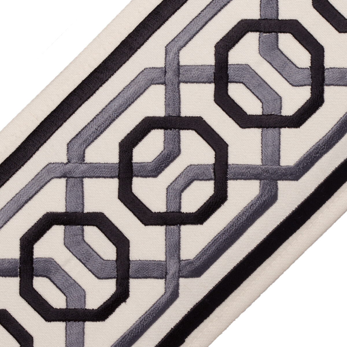 Odori Embroidered Border Trim by Samuel & Sons in Iron