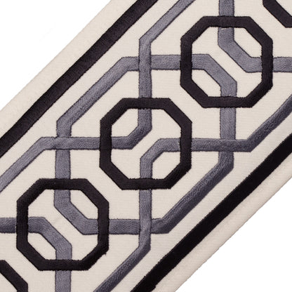 Odori Embroidered Border Trim by Samuel & Sons in Iron