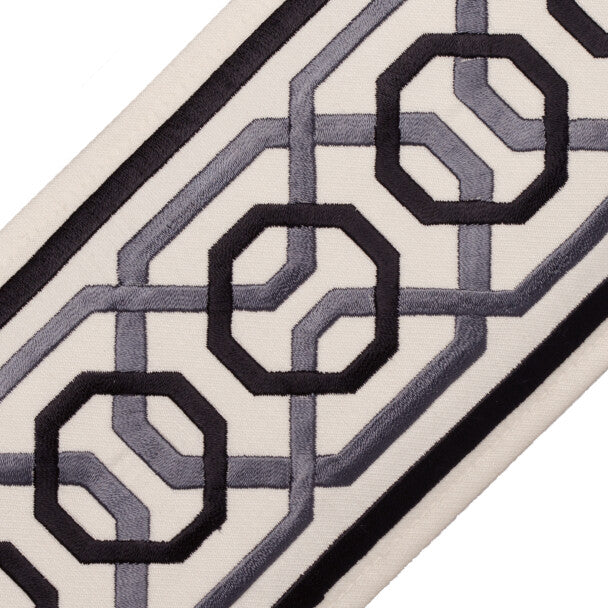 Odori Embroidered Border Trim by Samuel & Sons in Iron