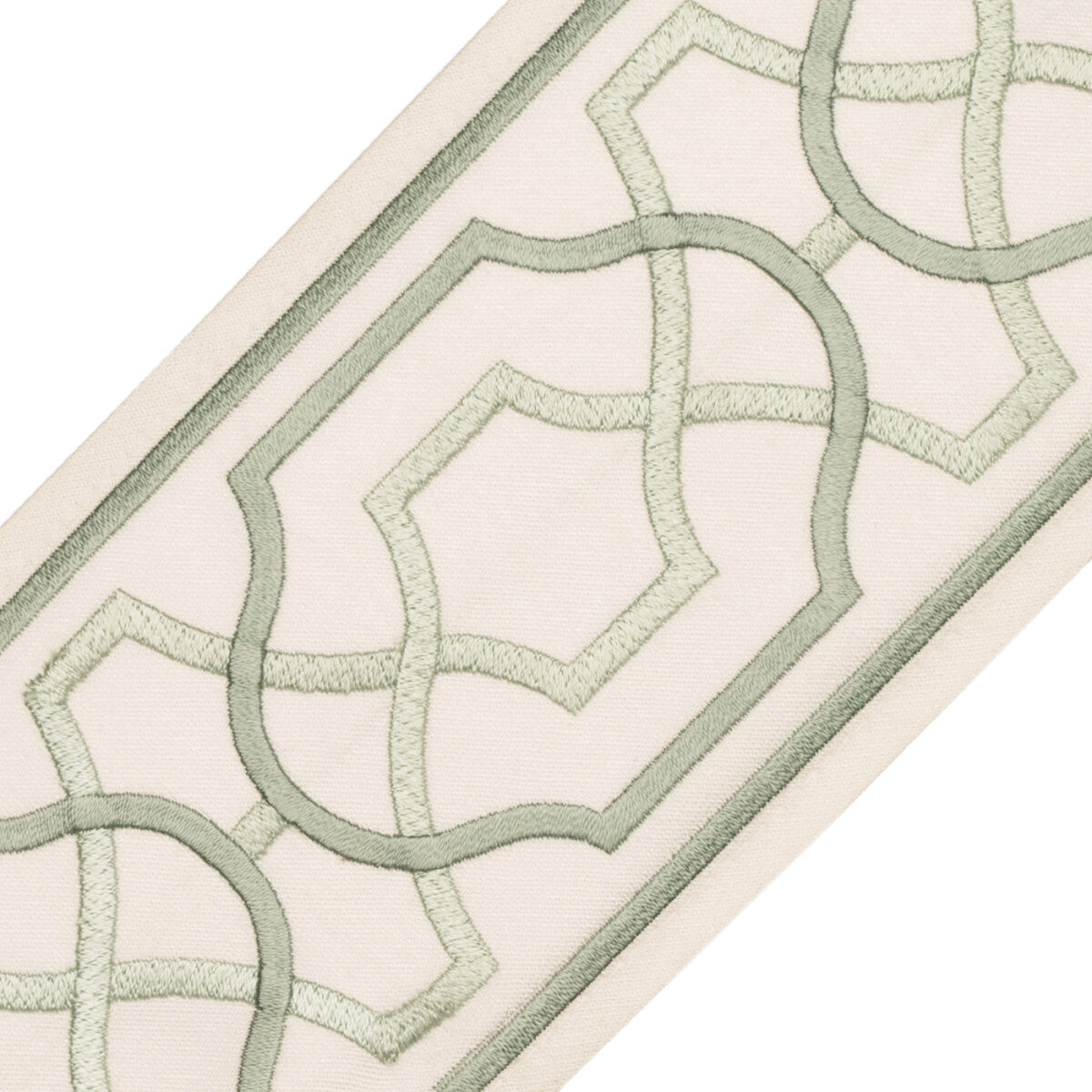 Maru Embroidered Border Trim by Samuel & Sons in Jade