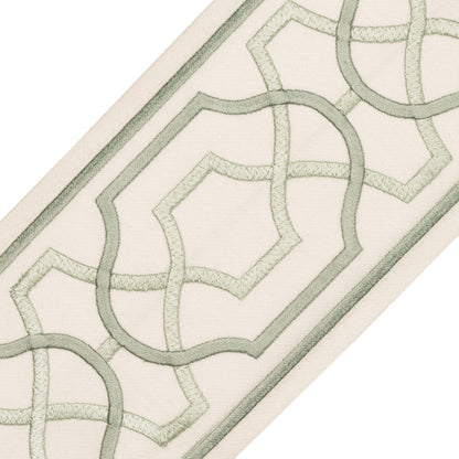 Maru Embroidered Border Trim by Samuel & Sons in Jade