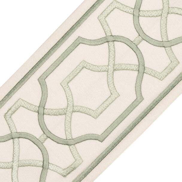 Maru Embroidered Border Trim by Samuel & Sons in Jade