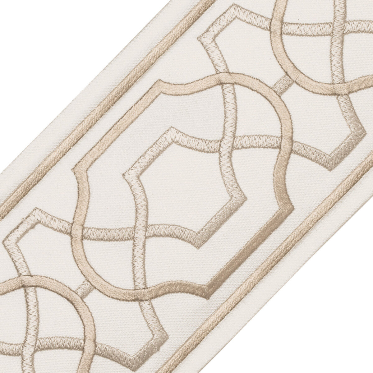 Maru Embroidered Border Trim by Samuel & Sons in Rice Paper