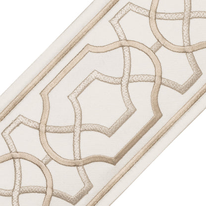 Maru Embroidered Border Trim by Samuel & Sons in Rice Paper