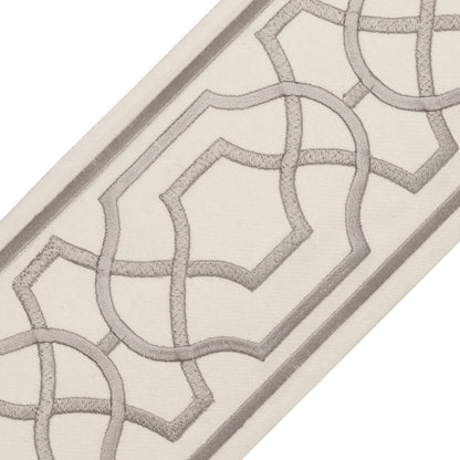 Maru Embroidered Border Trim by Samuel & Sons in Fog