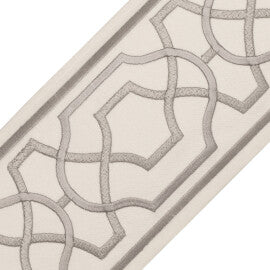 Maru Embroidered Border Trim by Samuel & Sons in Fog