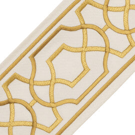 Maru Embroidered Border Trim by Samuel & Sons in Lemongrass