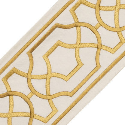 Maru Embroidered Border Trim by Samuel & Sons in Lemongrass