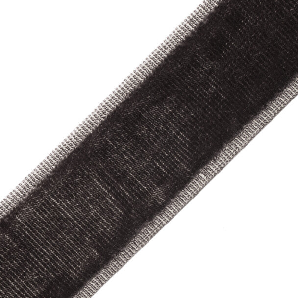 Sloane Velvet Border Trim by Samuel & Sons in Charcoal