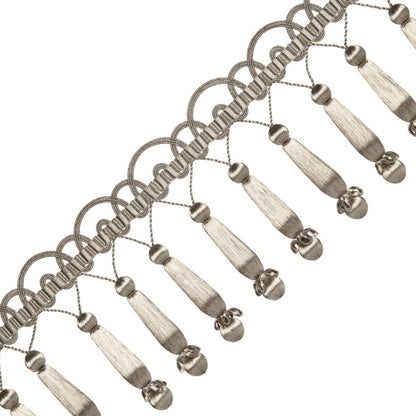 Oberon Triple Beaded Fringe Trim by Samuel & Sons in Zinc