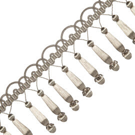 Oberon Triple Beaded Fringe Trim by Samuel & Sons in Zinc