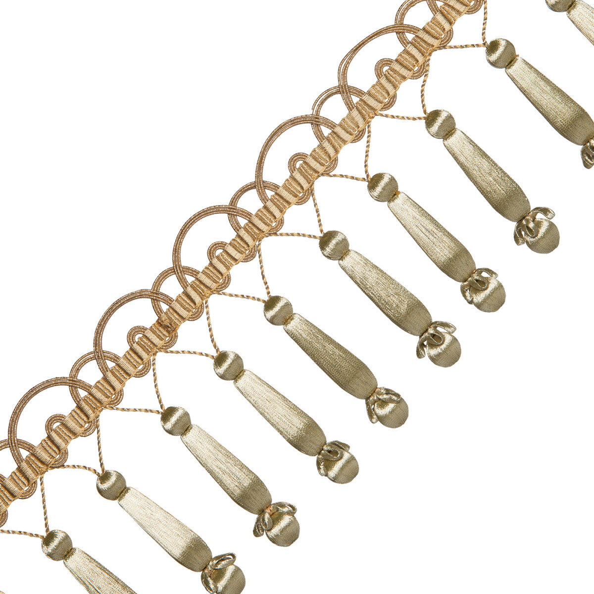 Oberon Triple Beaded Fringe Trim by Samuel & Sons in Goldleaf