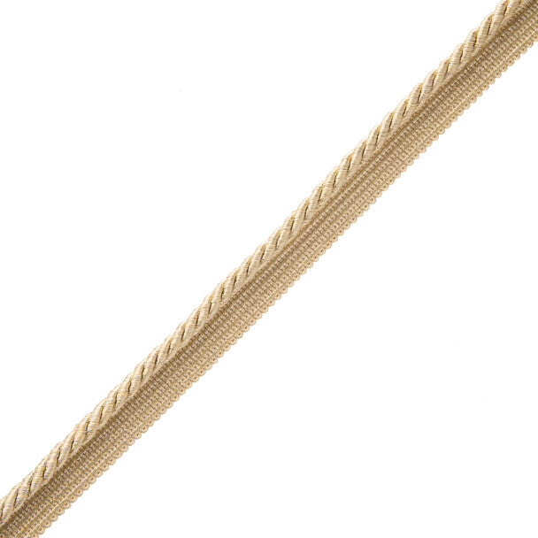 1/4" Oberon Twisted Cord With Tape Trim by Samuel & Sons in White Gold