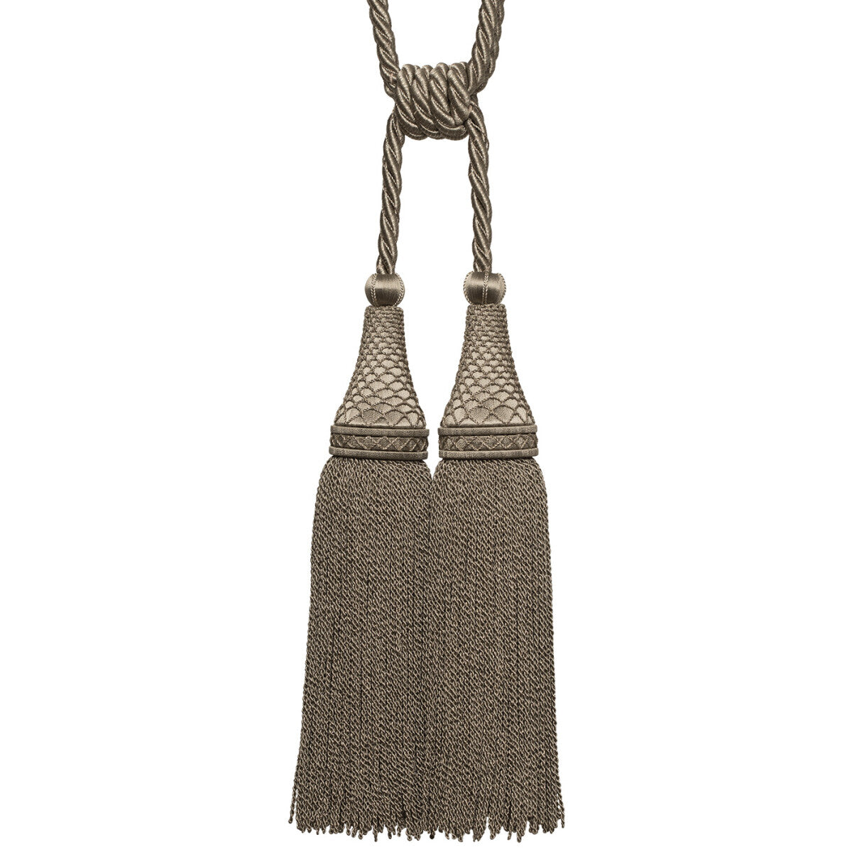 Oberon Double Tassel Tieback by Samuel & Sons in Zinc