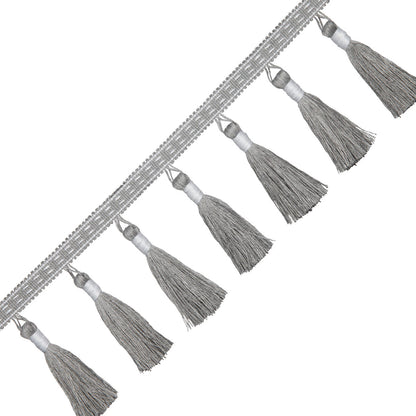 Inca Tassel Fringe Trim by Samuel & Sons in Fog