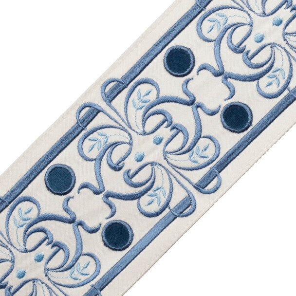 Chevallerie Botanical Border Trim by Samuel & Sons in Bleu