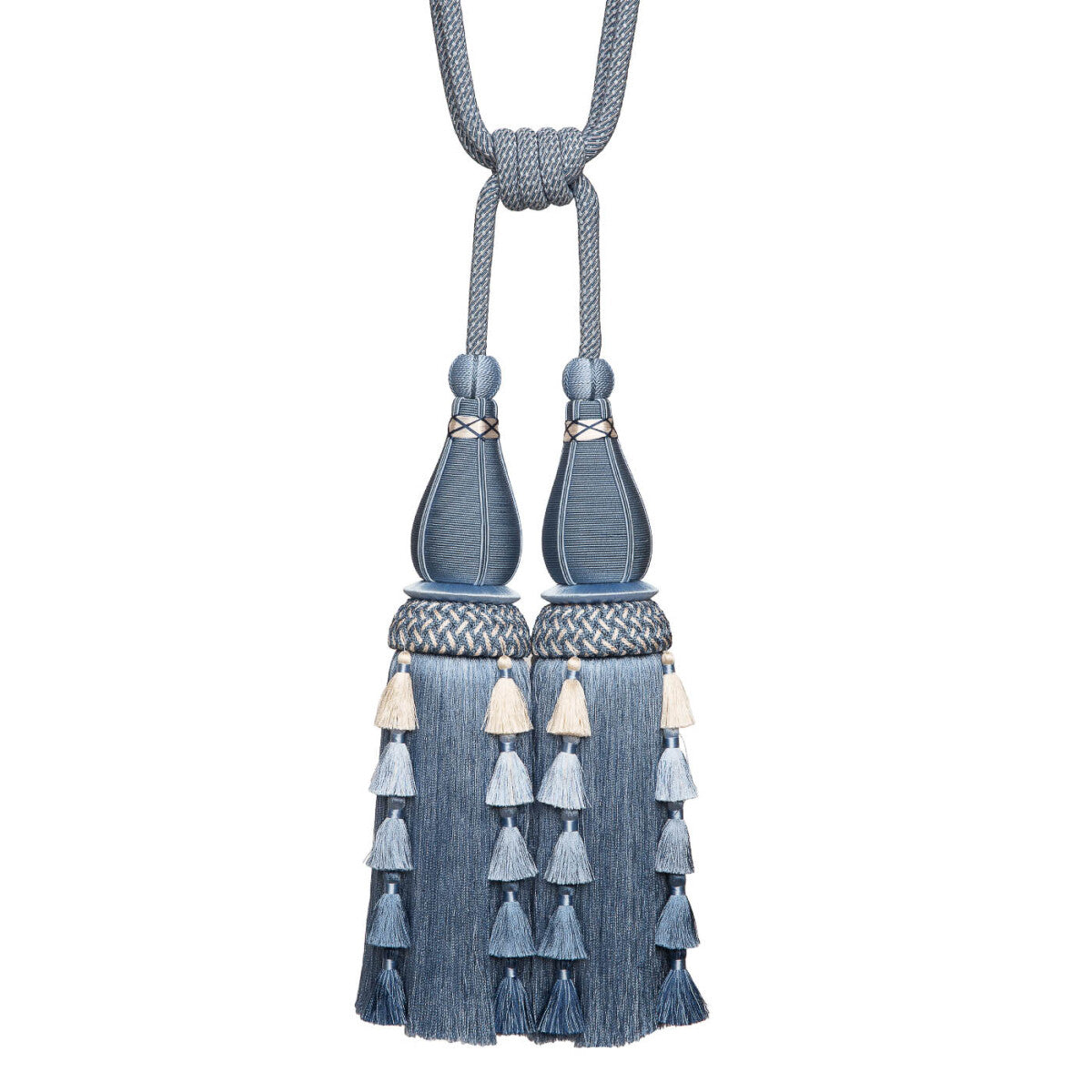 Chevallerie Double Tassel Tieback by Samuel & Sons in Bleu