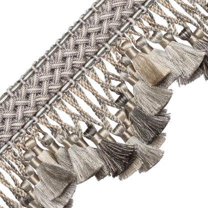 Chevallerie Scalloped Tassel Fringe Trim by Samuel & Sons in Argent