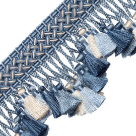 Chevallerie Scalloped Tassel Fringe Trim by Samuel & Sons in Bleu
