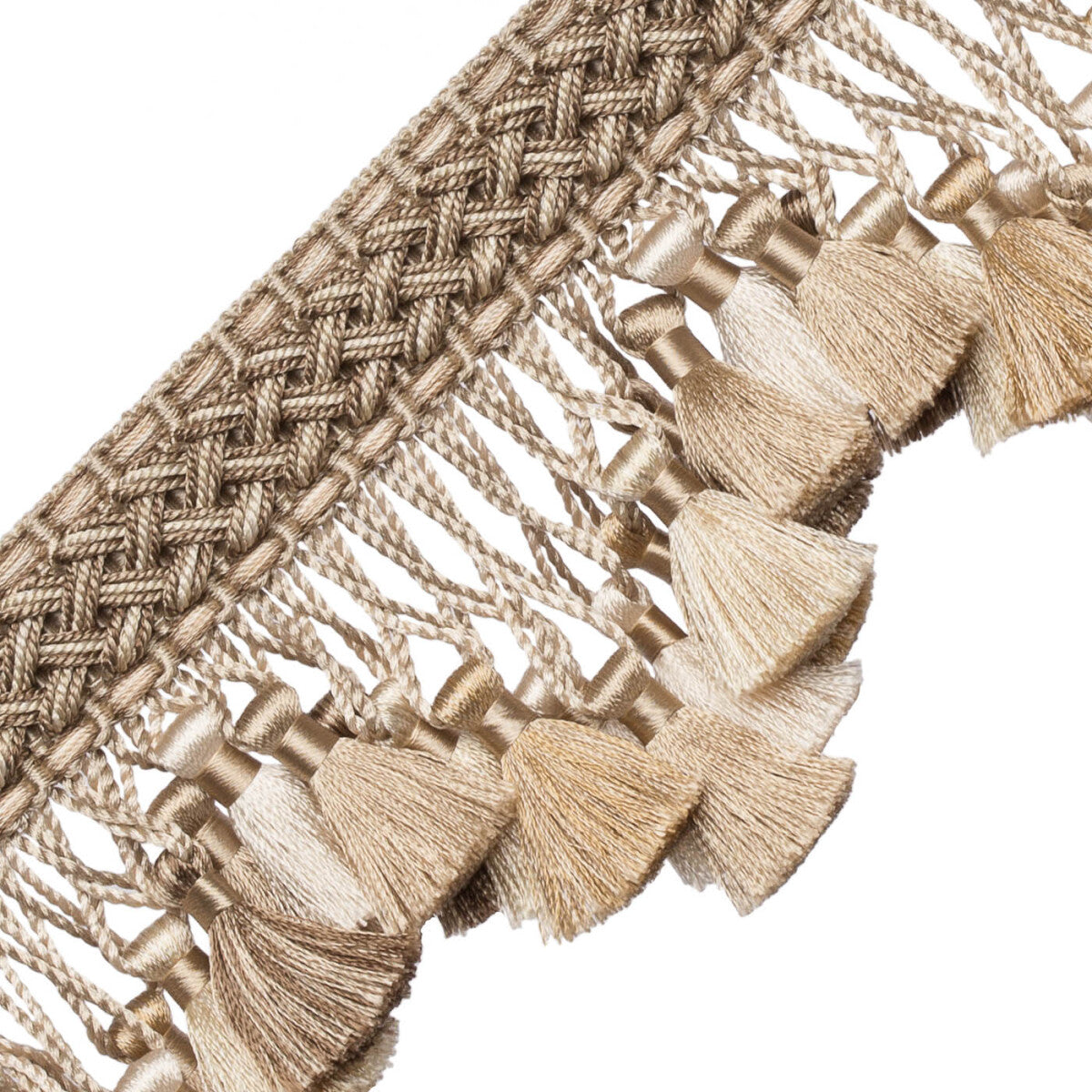 Chevallerie Scalloped Tassel Fringe Trim by Samuel & Sons in Amande