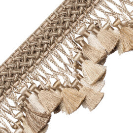 Chevallerie Scalloped Tassel Fringe Trim by Samuel & Sons in Amande