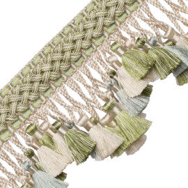 Chevallerie Scalloped Tassel Fringe Trim by Samuel & Sons in Vert
