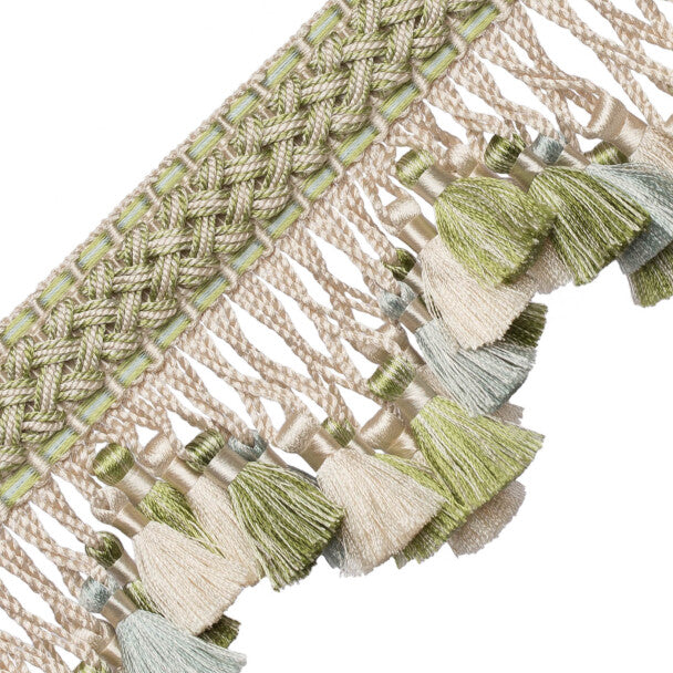 Chevallerie Scalloped Tassel Fringe Trim by Samuel & Sons in Vert