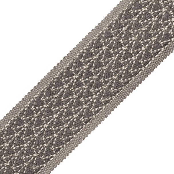 Torero Embroidered Border Trim by Samuel & Sons in Granite
