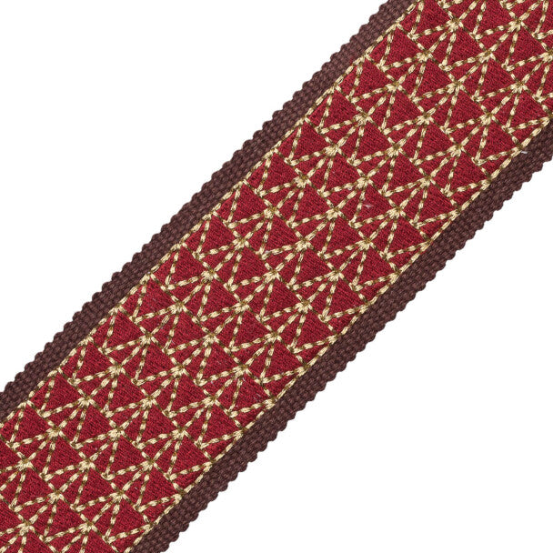 Torero Embroidered Border Trim by Samuel & Sons in Cochineal